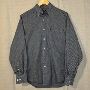 Izod Mens Check Long Sleeve Button Down Shirt Red Logo Pocket Size XL